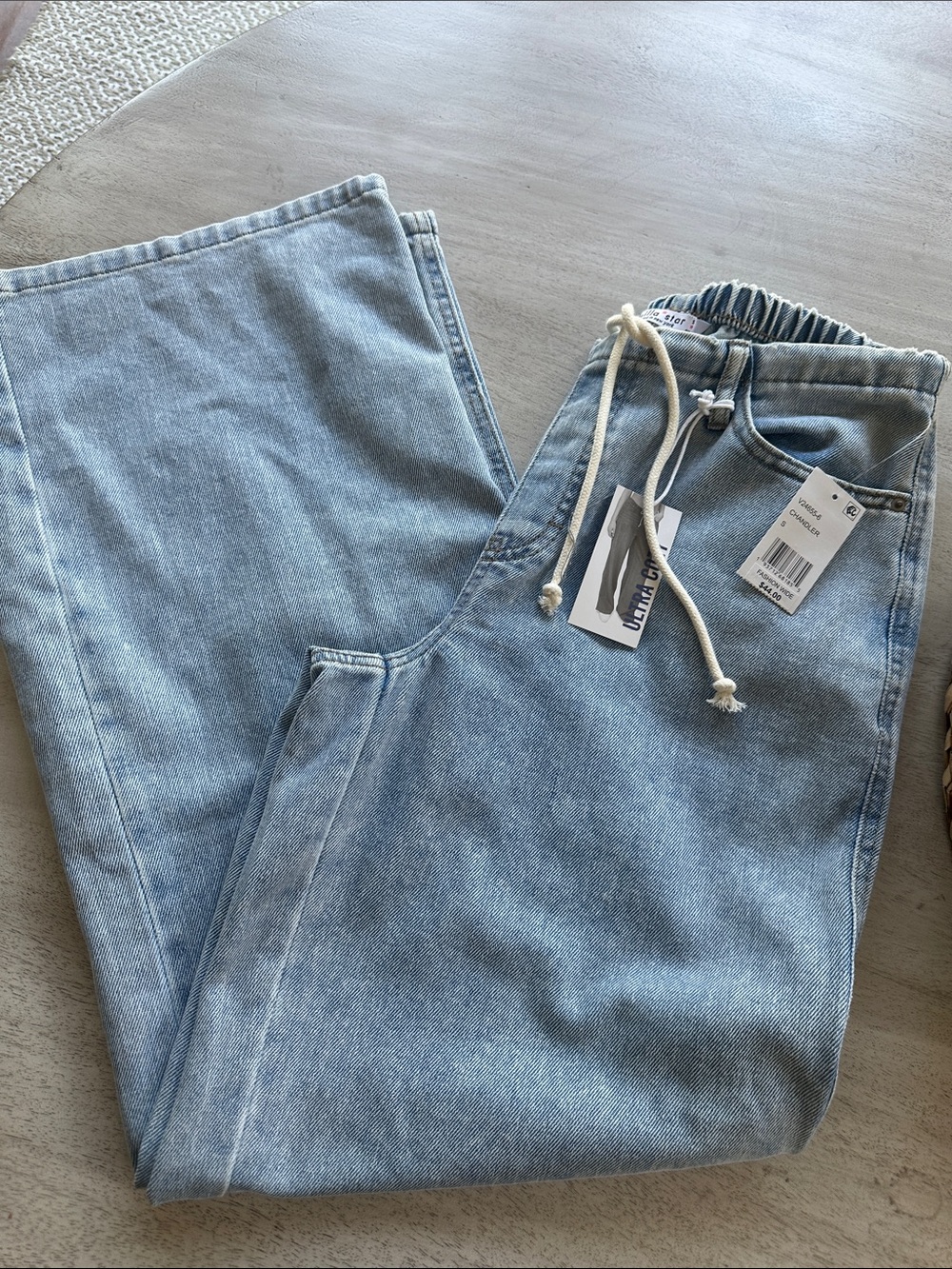 Vanilla Star Light Blue Wide-Leg Jeans with Drawstring Waist